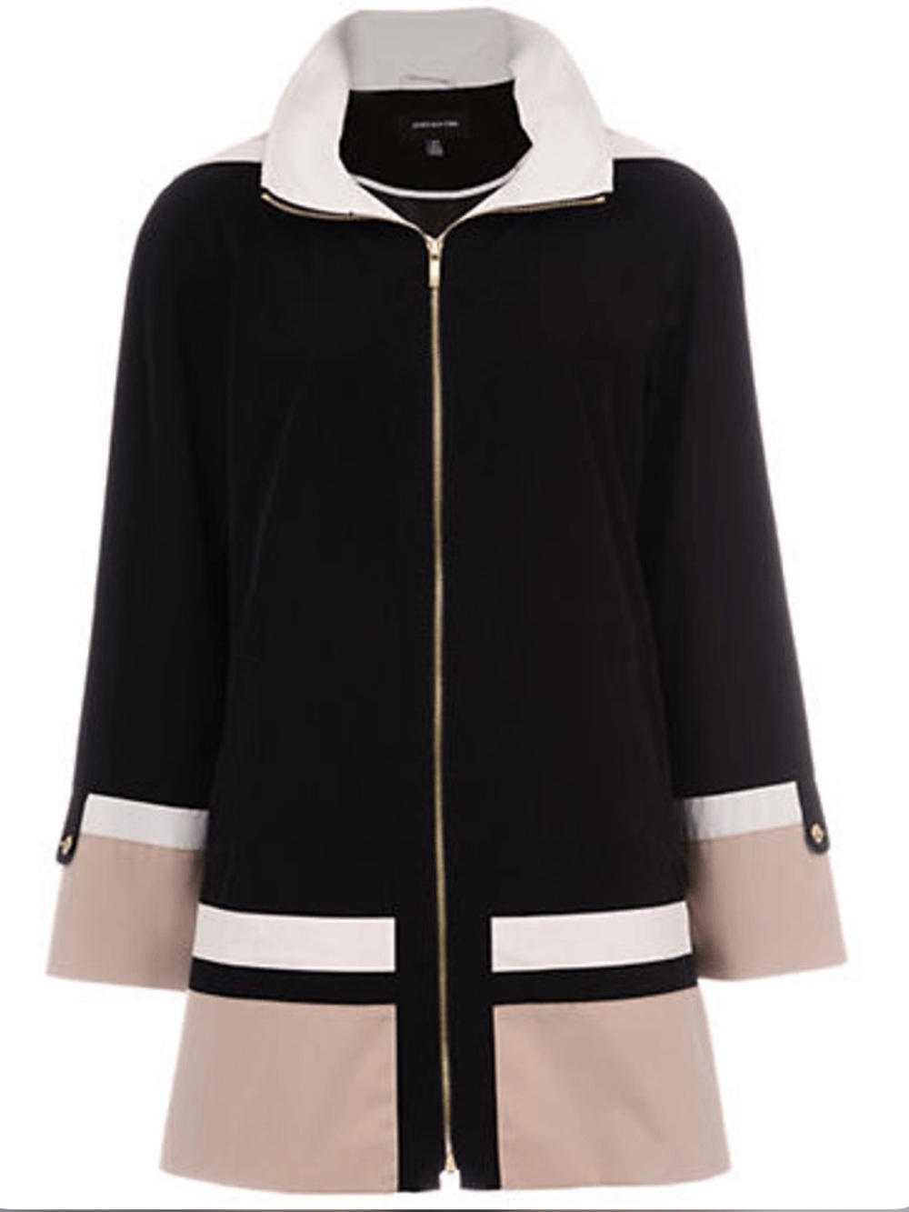 Beautiful Jones New York classic color block swing raincoat / hooded coat